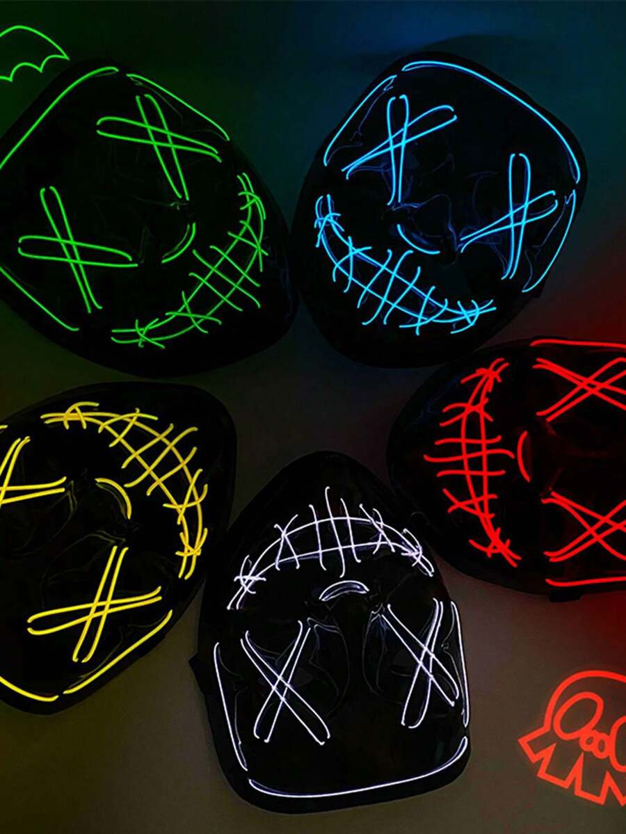 1pc, Halloween Mask, LED Dual Color Mask, Purification Mask, Horror