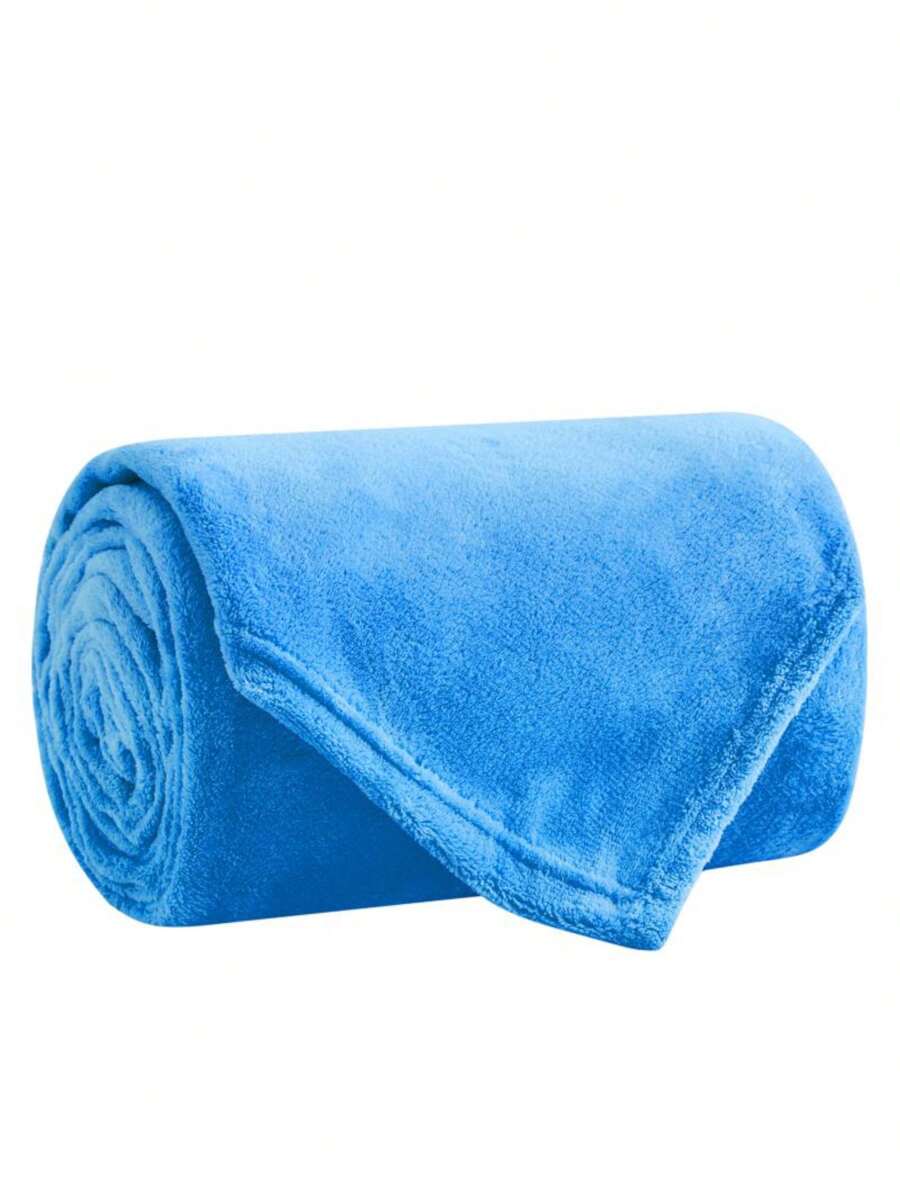 Soft Throw Blanket 17 Solid Colors King Queen Full Twin And Throw Size - 亮藍色 - 查看 1