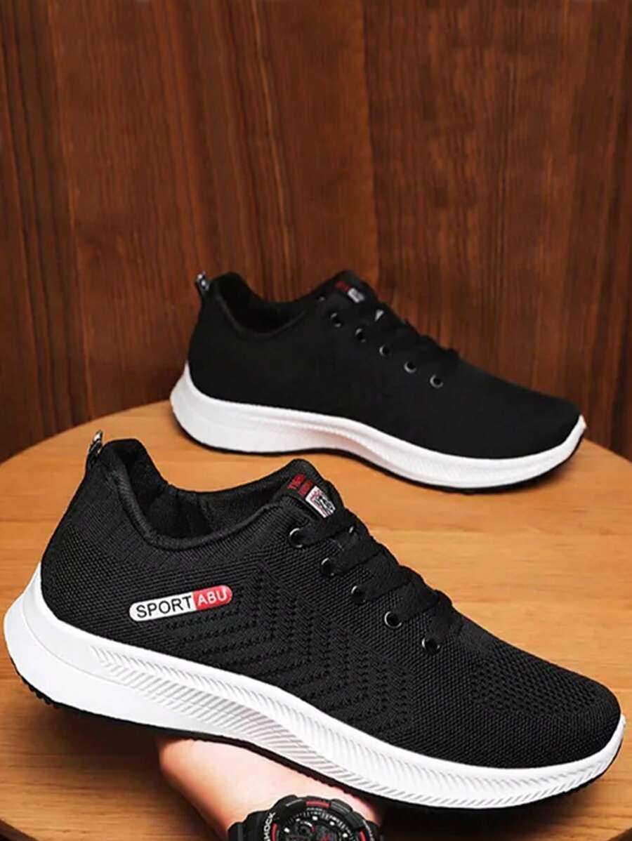 Zapatillas de tenis deportive de moda para hombre, malla transpirable casual material superior de alta calidad, transpirable, ligero, cómodo, seguro, duradero, material único y respetuoso con el medio ambiente, suela suave diseñada para adaptarse a sus pies, ligero y cómodo, libremente flexible, altamente elástico, suave, adecuado para fiesta, deportes, ocio, caminar, viajar, ejercicio jogger y otras ocasiones. - Negro - Ver 1