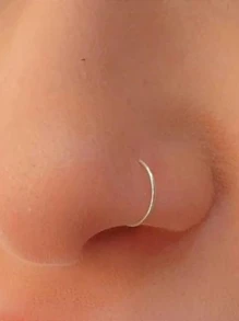 925 Silver Nose Piercing Plain Hoop - 銀色 - 查看 1