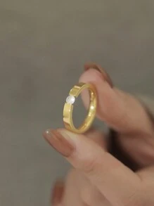 1 Miếng Đúng mốt Thép không gỉ Giường đơn Zirconia Trang trí Nhẫn Thích hợp Đối với Của phụ nữ Mặc hàng ngày - trắng - Xem 15