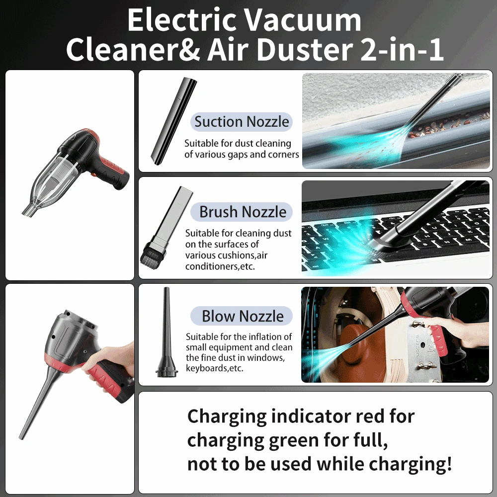 12V Portable Car Vacuum Cleaner Multipurpose With Add-Ons (5 Meters