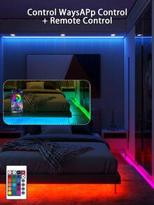 1入組5050 LED燈帶3.2FT/6.5FT/9.8FT/16.4FT USB供電LED燈帶套裝-智能手機應用程式遠程控制-可變換顏色，完美適用於電視，電腦背光以及派對氛圍營造生日禮物 - 24KEY APP控制 - 查看 6