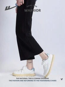 WARRIOR 1雙女款運動休閒鞋，戶外低幫PU平底鞋，前綁帶設計，柔軟鞋底增加舒適度 - 藍白色 - 查看 5
