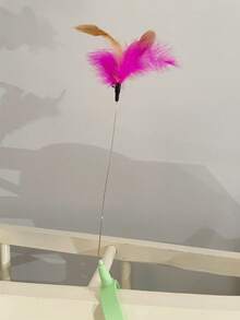 1pc Interactive Feather Cat Collar Toy With Bell, Funny Dangler For Cat Entertainment - Multicolor - View 8