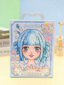 1 pezzo Set trucco e pittura principessa per ragazze, gioco di vestizione, libri da colorare fai-da-te, adesivi principessa, taccuino con adesivi per ragazze carine (1 libro, 10 fogli)