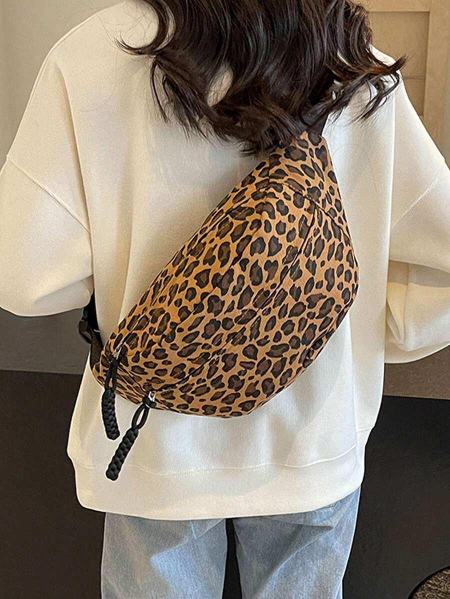 Fashion Leopard Print Waist Bag Street Trend Fanny Pack And Phone Pack Casual Woman Chest Pack