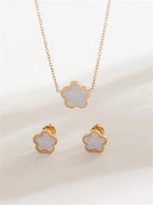 1 件简约 18k 镀金钛钢三叶草和四叶草吊坠项链，适合女性所有场合。非常适合作为圣诞礼物或生日礼物。情人节、妈妈、母亲、母亲节、礼物 - 彩色 - 查看 5