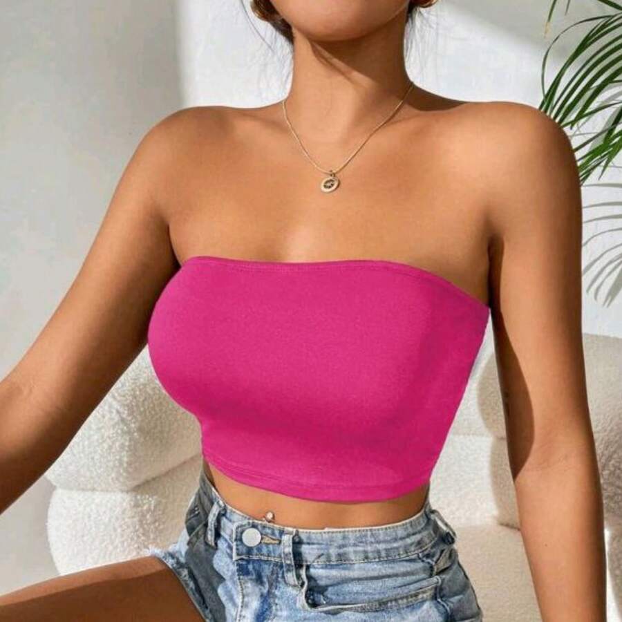 Top sexy juvenil fresco chic moda - Rosa - Ver 1