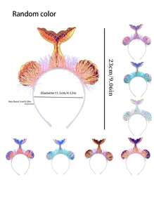 1pc Mermaid Mesh Flower Animal Design Hair Band For Party
