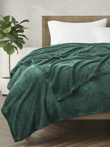 Soft Throw Blanket 17 Solid Colors King Queen Full Twin And Throw Size - 獵人綠 - 查看 1