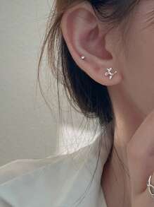 1pair New 925 Sterling Silver Balloon Dog Stud Earrings For Women's Pierced Ears
