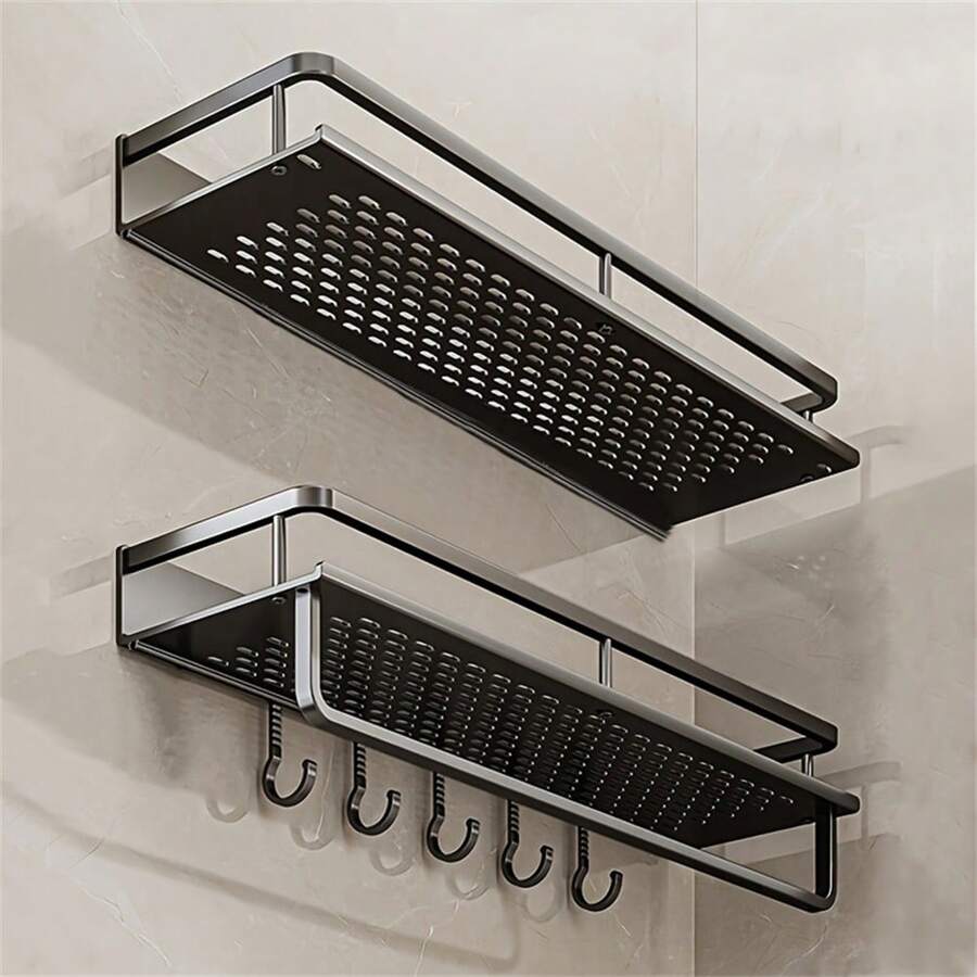 Giá để đồ treo tường, giá để đồ góc phòng tắm, móc treo khăn tắm, dụng cụ đựng đồ trong nhà vệ sinh, giá để đồ trong phòng tắm, phụ kiện phòng tắm thích hợp để đựng đồ dùng trong nhà bếp, phòng tắm, ban công. - Nhiều màu - Xem 1