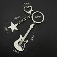 2 chiếc móc khóa đàn guitar sáng tạo phong cách Y2K, mặt dây chuyền ba lô học sinh ngày lễ tình nhân - Đen và trắng - Xem 5