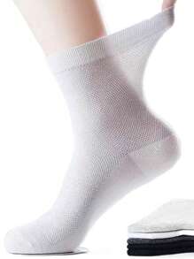 5 pares de meias masculinas Plus Size de bocas soltas e finas com malha fina, meias respiráveis com superfície de rede oca para o verão.