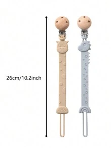 2pcs Baby Silicone Pacifier Clip, Dinosaur And Giraffe Design Anti-Drop Pacifier Holder, Nipple Clip, Baby Teether Teething Toys Holder , Baby Accessories, Baby Shower Gift