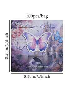 YUXIAN 100pcs/Bag Retro Paper Material Vintage Theme Butterfly & Floral Pattern Bookmarks Journaling Decorative Gift Papers - Multicolor - View 2