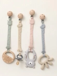 2pcs Baby Silicone Pacifier Clip, Dinosaur And Giraffe Design Anti-Drop Pacifier Holder, Nipple Clip, Baby Teether Teething Toys Holder , Baby Accessories, Baby Shower Gift