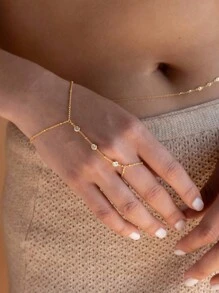 Tsnamer 1入組女士手鏈手鍊鏈，鋯石戒指手鍊不鏽鋼防水首飾禮物 - 手鍊 - 查看 3