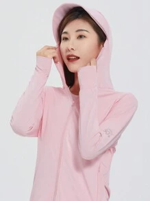 Summer Workout Women's Breathable Mesh Outdoor Sun Protection Clothing Pink Jacket - Pink - View 5