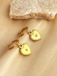 1pair Vintage Fashion Heart Shaped Drop Earrings, Ideal Gift For Women's Dating