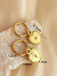 1pair Vintage Fashion Heart Shaped Drop Earrings, Ideal Gift For Women's Dating