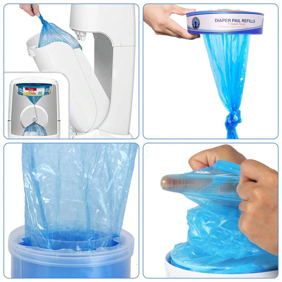 6 Pcs Diaper Pail Refill Bags, 4.5m X 26cm Baby Diaper Bin Refills