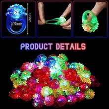 5 piezas Anillos luminosos LED juguetes para fiestas con luces intermitentes que brillan en la oscuridad, suministros para fiestas de bodas de color aleatorio - Multicolor - Ver 5