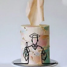 1pc Golden Doctorial Hat Graduation Party Cake Toppers Acrylic Congratulations Graduation For Students Graduation Party Cake Decorations - Black - View 2