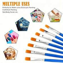 10pcs Nylon Paint Brushes For Acrylic And Watercolor Painting, Art And Craft, Model, Face, Nail, Rock Painting, Flat Paint Brush 6.5 Inches Blue, Arts And Crafts Kids, Paint Brushes, Kids Crafts, Arts And Crafts Kids, Paint Brushes, Kids Crafts, Sheet Mask For Kids, Toddler Painting,Kids Art,Kids Arts And Crafts,Kids Painting,Back To School