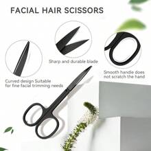 鑷子套裝，包括6只眉毛鉗，專業的面部鉗眉修護套裝，女性專用鉗子，帶皮革盒，黑色，附曲線眉毛剪修夾，適用於內生毛 - 黑色 - 查看 4