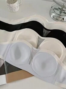 3pcs Strapless Non-Slip Bralette For Women, Cup Push-Up Bra Wireless For Small Breasts, Seamless Bandeau Bra