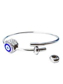 Brazalete Unitalla Para Charms De Acero Inoxidable Con 2 Seguros Plata Con Goma Pulsera Unitalla De Acero Inoxidable Ideal Para Regalo De Accesorio Diario De Fiesta Para Dama Niña Mujer Casual Moda Temporada Elegante - Plateado - Ver 4