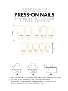 24pcs European And American Style White Silvery Water Ripples Almond Shape Nail Tips + 1pc Jelly Gel + 1pc Nail File Press On Nails Nail Supplies
