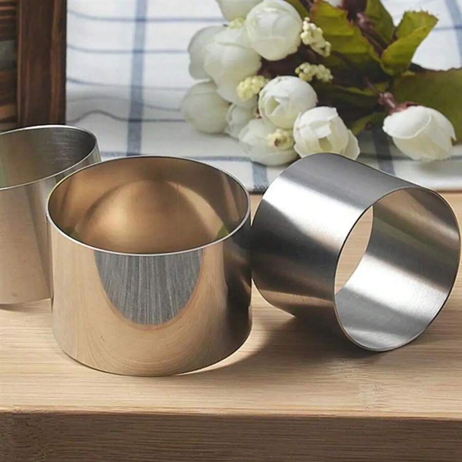 Aros anillos para pastelería galletas repostería pan 8 cm de diámetro x 4 cm de altura acero inoxidable - Gris - Ver 1