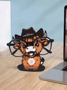 1pc Cowboy Eyeglasses Holder, Detachable Wooden Eyeglasses Stand, Western Cowboy Hat Sunglasses Storage Rack, Animal Shaped Sunglasses Organizer - Western Cowboy Cow - View 3