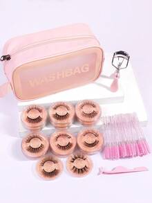 MAGEFY假睫毛套件包含20對自然交叉假睫毛和50支睫毛刷和1個睫毛輔助夾和1個睫毛捲曲器和1個收納袋旅行化妝工具