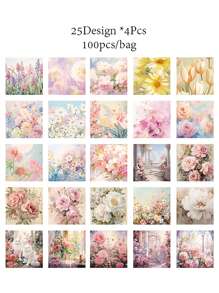 YUXIAN 100pcs/Bag Retro Paper Material Vintage Theme Butterfly & Floral Pattern Bookmarks Journaling Decorative Gift Papers - Multicolor - View 12
