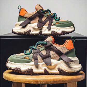 Tênis Esportivos de Couro Masculino, Cadarço, Sola Macia e Grossa, Sapatos de Corrida, Tênis Casuais de Cano Baixo Respiráveis Combinam com Tudo, Sola de Borracha PU Antiderrapante