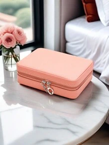 Hộp đựng trang sức du lịch, Hộp đựng trang sức bằng da PU kích thước nhỏ, dành cho phụ nữ và bé gái, Hộp đựng màn hình di động mini hai lớp cho bông tai, nhẫn, dây chuyền, vòng tay - nhiều màu - Xem 5