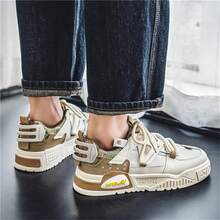 Zapatos para hombre, nuevo estilo veraniego transpirable de 2024, zapatillas deportivas para estudiantes, zapatos juveniles casuales y modernos para niños de primavera y otoño - Caqui - Ver 5