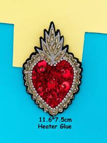 1pc Pineapple Shaped Sequined Patch With Beads And Hearts Valentine's Day Valentines Summer, School - Multicolor - View 3