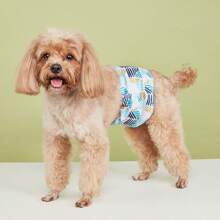 时尚印花新款贵宾犬泰迪宠物尿布防漏可重复使用可洗宠物狗尿布垫，宠物用品 - 淺藍色 - 查看 6