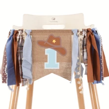 1st Birthday High Chair Banner - Cowboy Rodeo For Party Fabric Decor,Cake Smash Shower,Backdrop Garland For Photo Props,Christmas - Blue - View 3