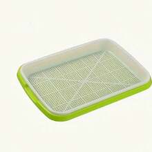 1pc Easy-To-Use Seed Growing Tray Bean Sprouts Hydroponic Cultivation Plate Wheatgrass Growing Dish Vegetable Seedling Planter Without Soil For Home Use - Green - View 7