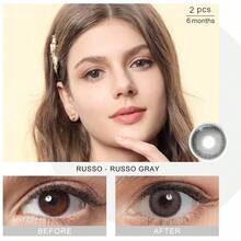 Kính áp tròng màu MagiSter RUSSO SERIE 14,2 Mm 1 cặp/2 chiếc 6 tháng Sử dụng Danh bạ trông tự nhiên Nâu Xám Đen Tốt để đeo hàng ngày Kính áp tròng thẩm mỹ - Xám - Xem 5