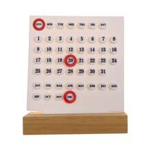1 pieza Calendario de escritorio creativo en forma de tarjeta, calendario mensual extraíble con base de madera para recámara, hecho a mano, DIY, oficina, escritorio en casa, decoración - Multicolor - Ver 8