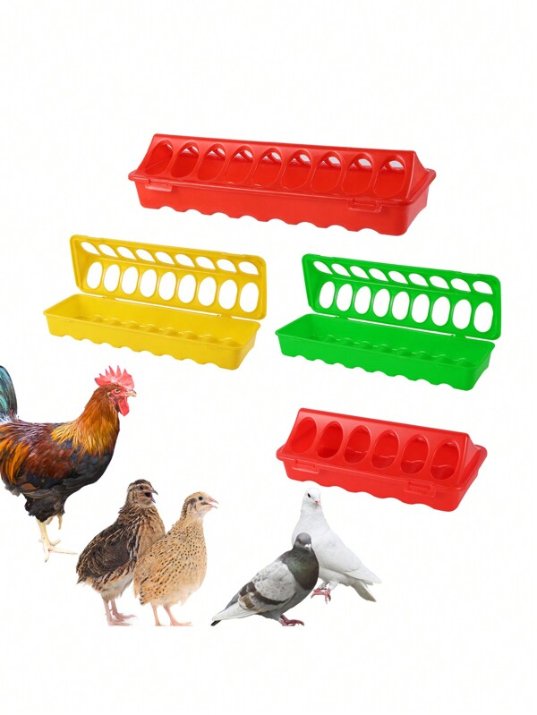 1pc Plastic Flip-Top Feeder For Pet Birds, Pigeons. 20/30/40/50cm Multiple-Gap Ground Chicken Feeder, Suitable For Multiple Poultry To Feed Together And Avoid Pecking