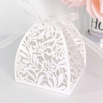 50pcs, Laser Cut Flower Candy Box, Gift Box, Bridal Shower, Anniversary Birthday Party, Gift Box, Cheapest Items, Sale, Small Business Supplies, Packing Box, Wedding Decorations, Gift Box, Wedding Items