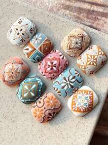 2 miếng dán móng tay nghệ thuật 5D phong cách Bohemian dập nổi, màu trắng và họa tiết hoa Mandala trang nhã, thích hợp cho việc tự làm móng tại salon, móng tay mùa xuân/hè. - Nhiều màu - Xem 7